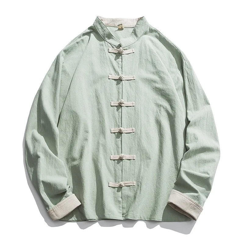 Mens Linen Shirt Long Sleeve - 2020ใหม่ Kimono เสื้อผู้ชายเสื้อผ้าจีนแบบดั้งเดิมผ้าลินิน Hanfu แขนยาวชุดสูท Kung