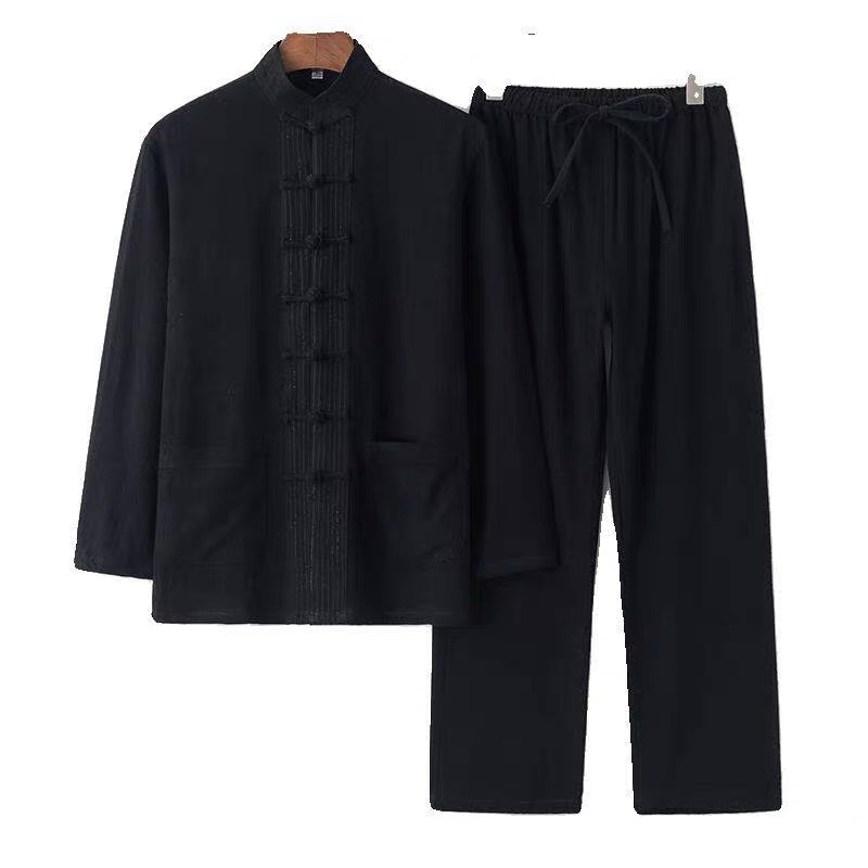 เสื้อเชิ้ตผ้าฝ้ายลินินสไตล์จีน - Mens Linen Shirt Long Sleeve บทวิจารณ์และราคา