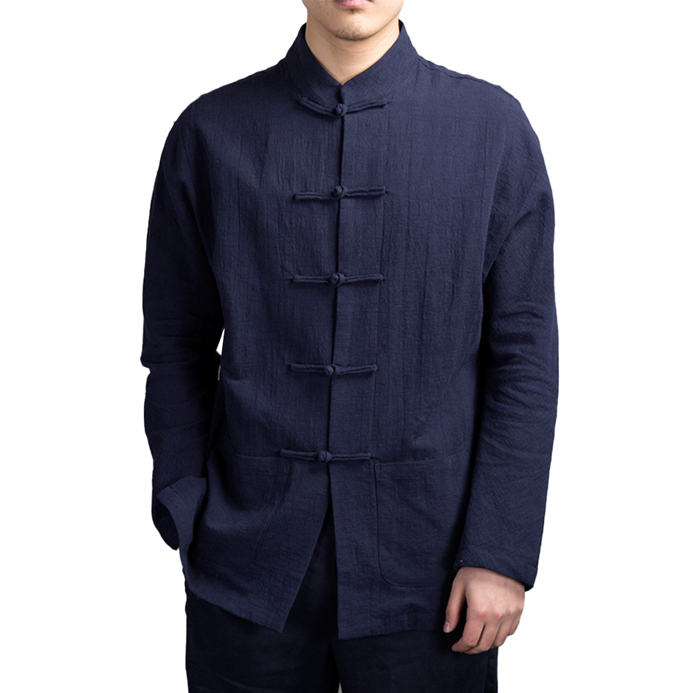 เสื้อผ้าผู้ชายสไตล์เรโทรลำลองแ - Mens Linen Shirt Long Sleeve บทวิจารณ์และราคา