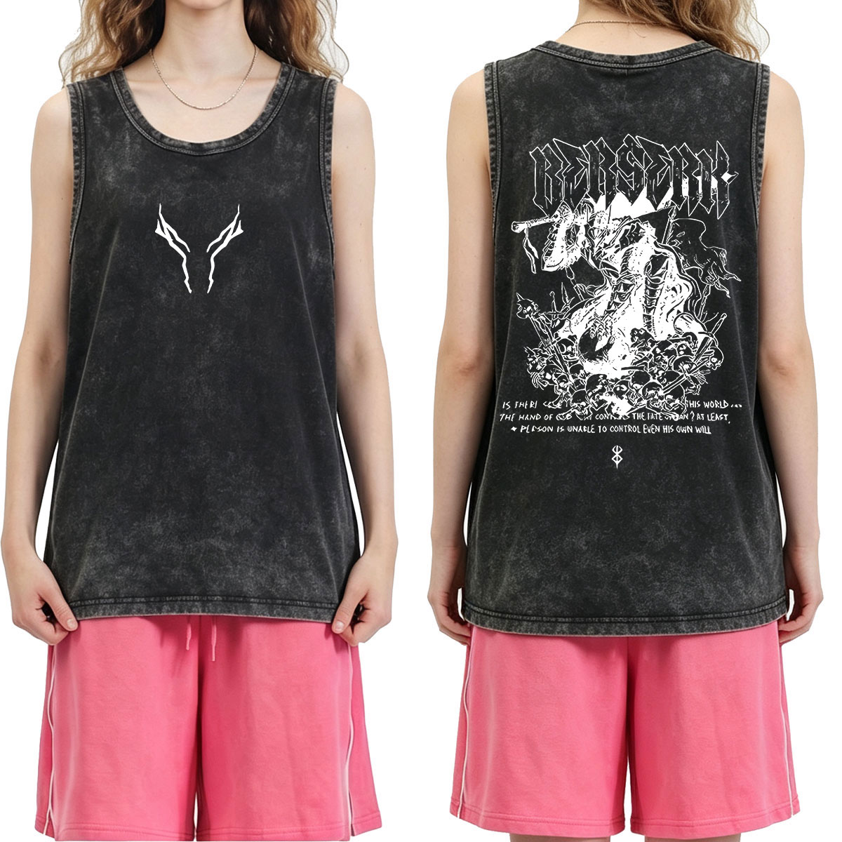 เสื้อกล้ามลายกราฟิกอนิเมะ Bers - Acid Wash Vintage Graphic T Shirt บทวิจารณ์และราคา