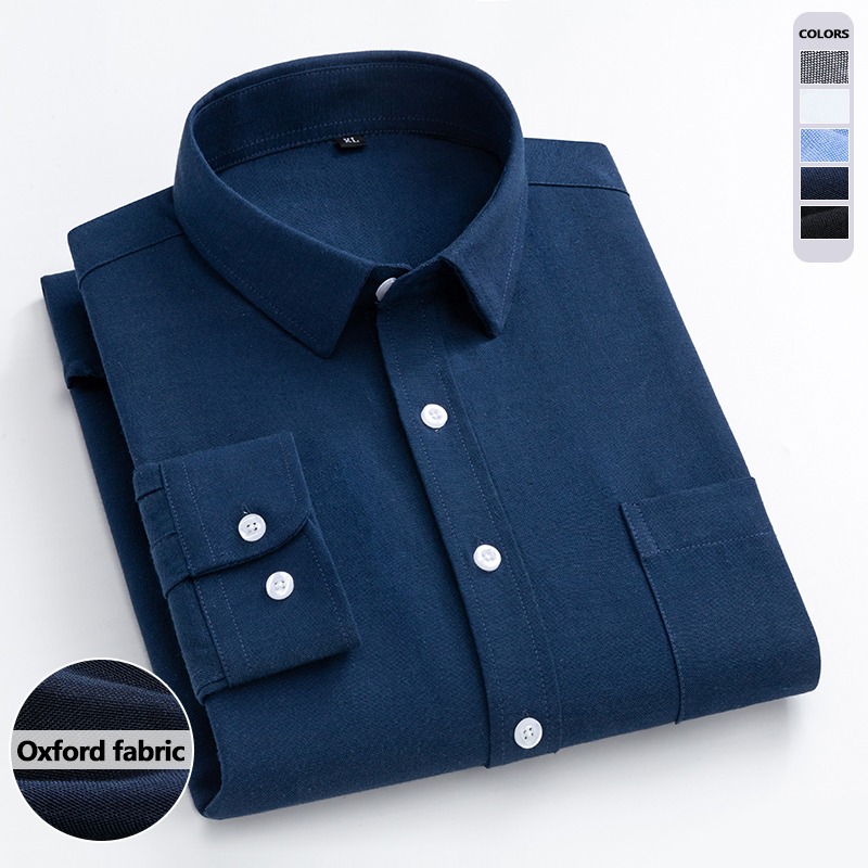 สีกรมท่าอ็อกซ์ฟอร์ดเสื้อเชิ้ตผ - Oxford Cotton Casual Shirt Business บทวิจารณ์และราคา